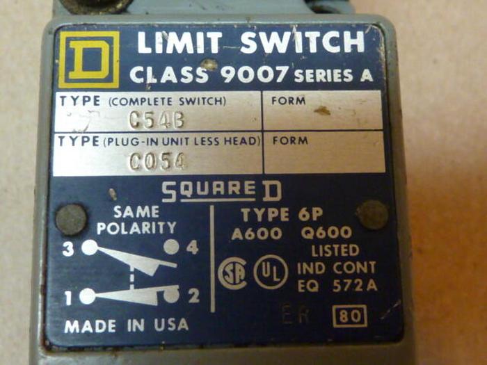 Used SQUARE D Limit Switch 9007-C54B #30110
