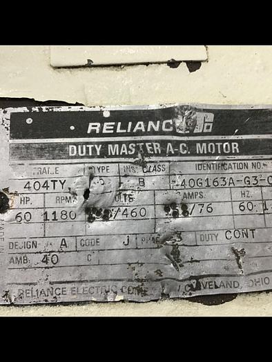 Used RELIANCE ELECTRIC 60 HP Motor P40G163A-G3-CY Used
