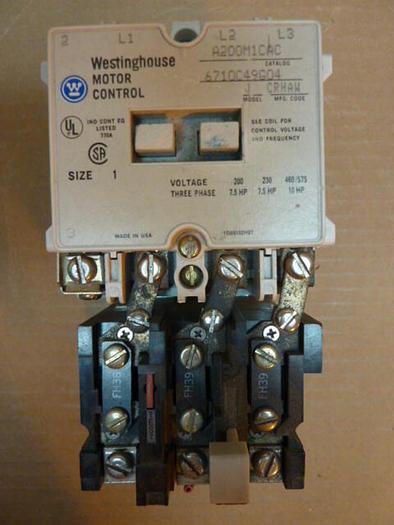 Used WESTINGHOUSE Motor Starter Size 1 A200M1CAC #23030