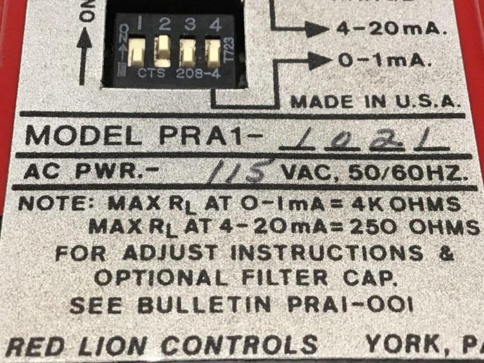 Used RED LION CONTROLS Pulse Rate Converter Relay PRA1-1021 #112388