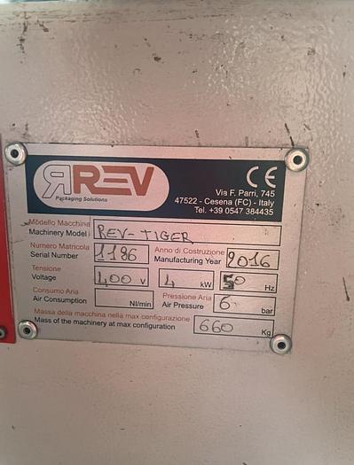 Used 2016 Rev Tiger netting machine, with infeed counter
