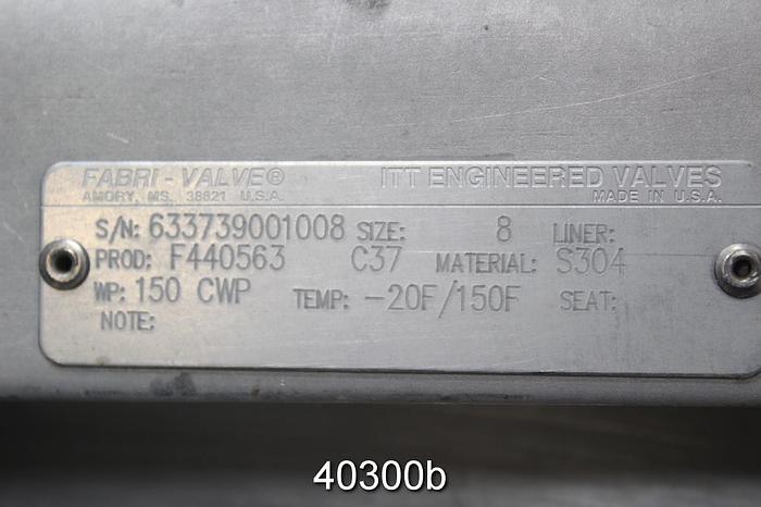 Used Fabri 8" Hand Operated Knife Gate Valve, F440563 #40300