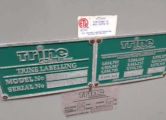 Used TRine 4500 roll fed labeler - hot melt