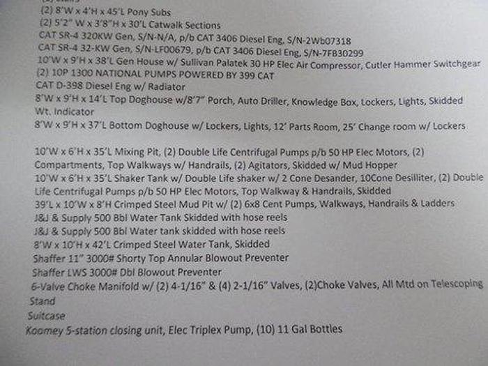 Used 2011 Skytop Brewster N-46 Drilling Rig Package