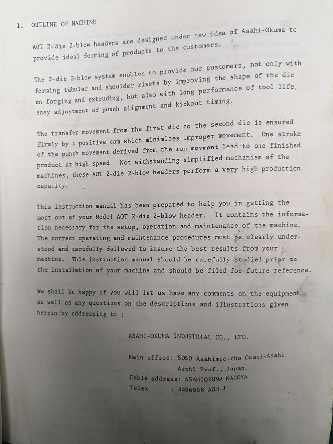 Gebraucht ASAHI OKUMA AOT-10B – 2 Matrizen / 2-Schlag Mehrstufenpresse (Cold Header)