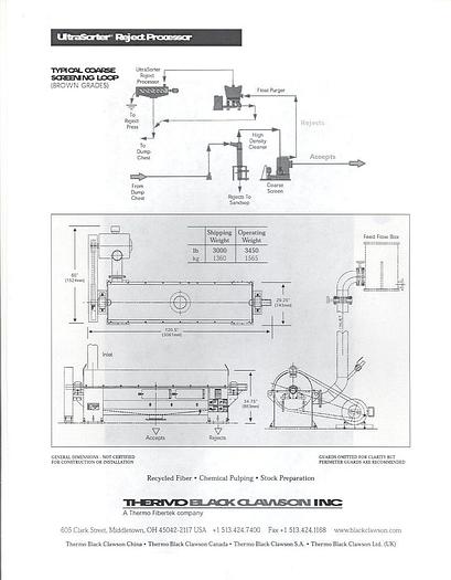 Used Black Clawson 97-US30-0125 Ultra Sorter #36295