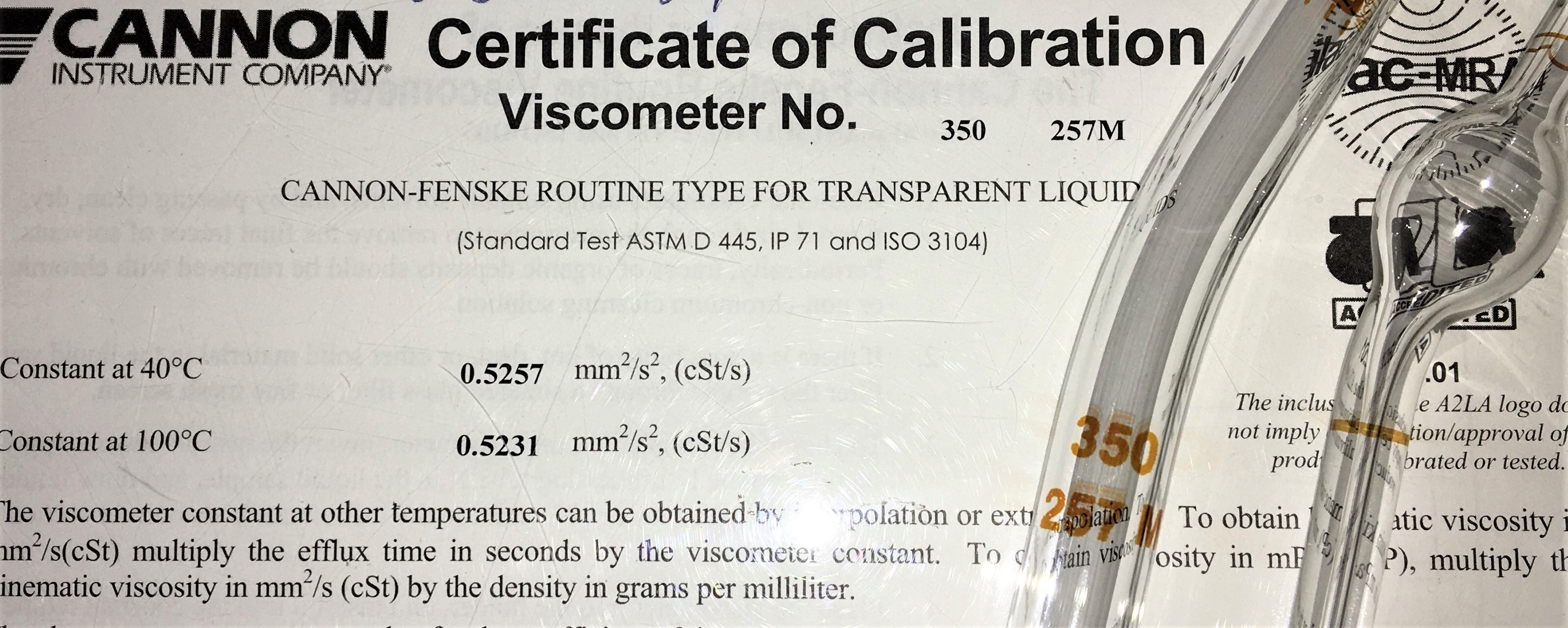 New Open Box Cannon-Fenske CFRC-350 (9721-B71) Certified Routine Viscometer Tube - Size 350
