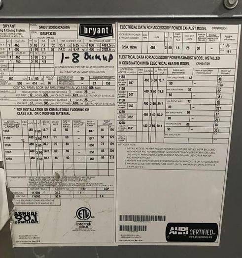 Used BRYANT HVAC UNIT