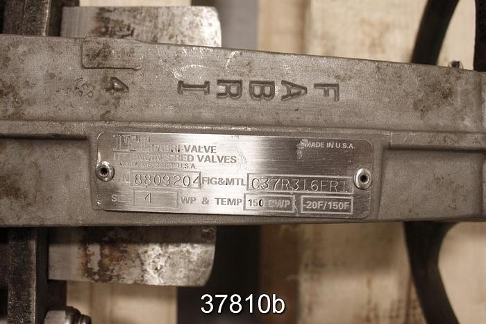 Used Fabri 4" Hand Operated Knife Gate Valve #37810