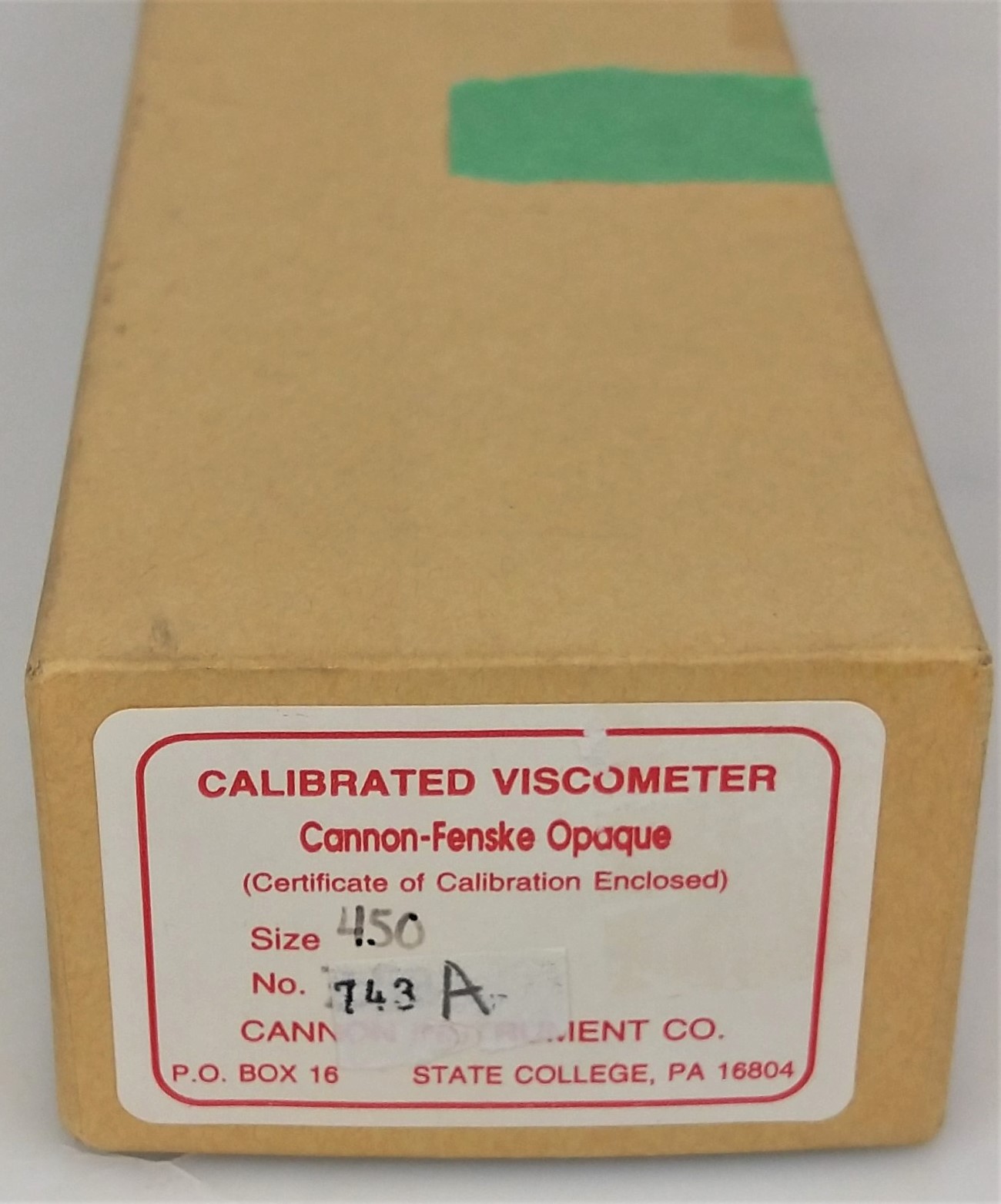 New Open Box Cannon-Fenske CFOC-450 (9721-F77) Certified Opaque Viscometer Tube - Size 450