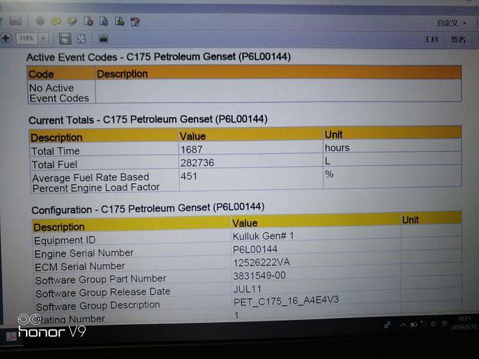Used Caterpillar C 175 engine with Kato generators Very low working hours.