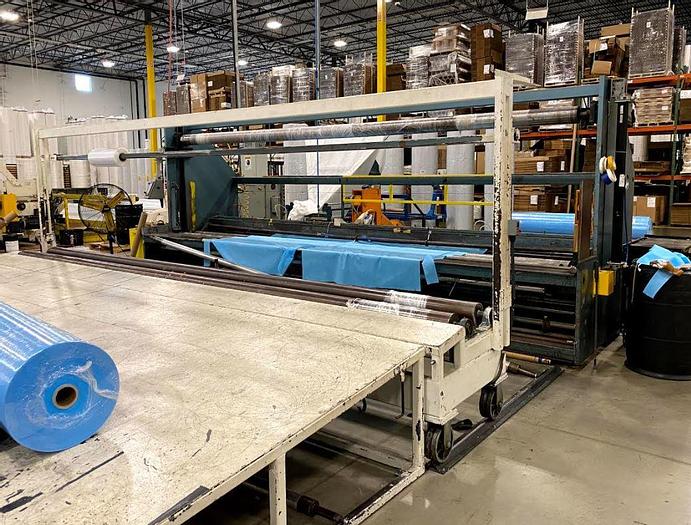 Used 206" PINNACLE TWO DRUM WINDER WITH CATBRIDGE SHAFTLESS FLOOR PICK UP UNWIND STAND