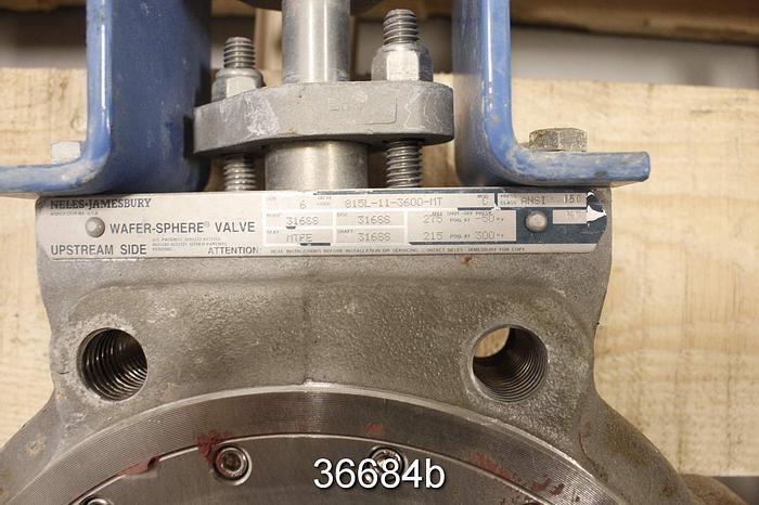 Used Neles Jamesbury 815L-11-3600MT 6" Hand Operated Wafer Sphere Butterfly Valve #36684