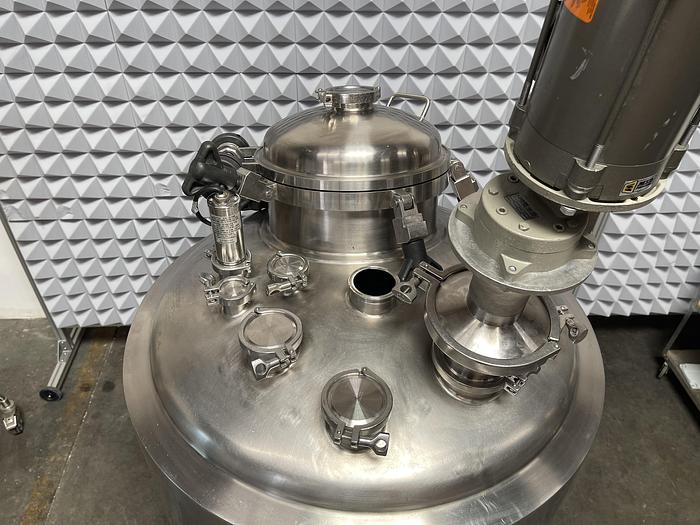 Used 500L Stainless Steel Jacketed Reactor w/Agitator 45 PSI Internal 154 PSI Jacket