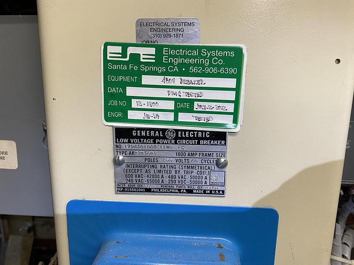 Used GENERAL ELECTRIC LOW VOLTAGE POWER CIRCUIT BREAKER