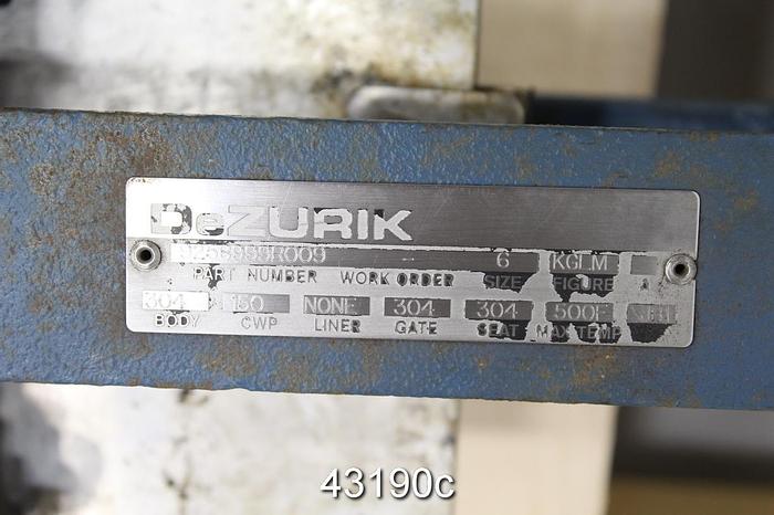 Used Dezurik 6" Hand Operated Knife Gate Valve #43190