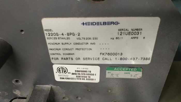 Used Heidelberg 20x26 AirFeed Folder