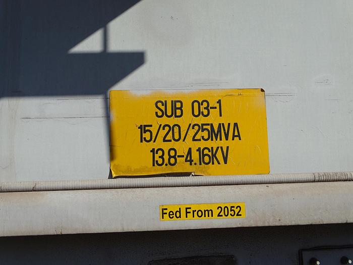 Used 15000 KVA DELTA STAR TRANSFORMER SUBSTATION 4160Y/2400