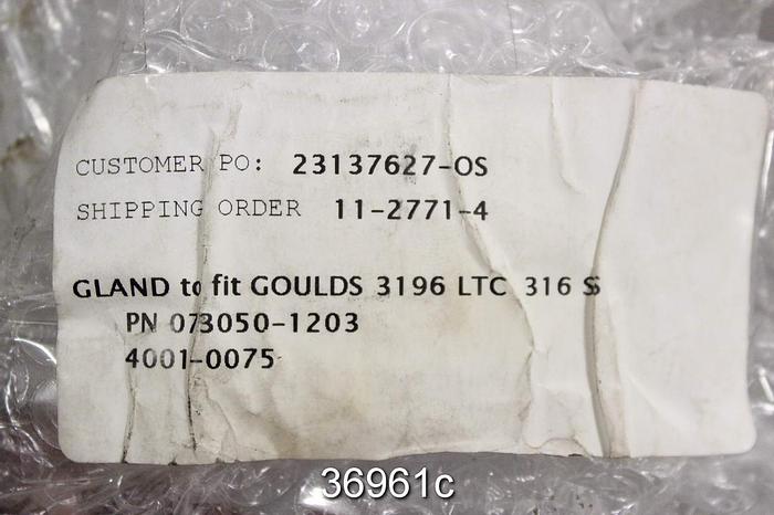 Unused Goulds 3196 LTC Pump Packing Gland, No. 73050 1203 #36961