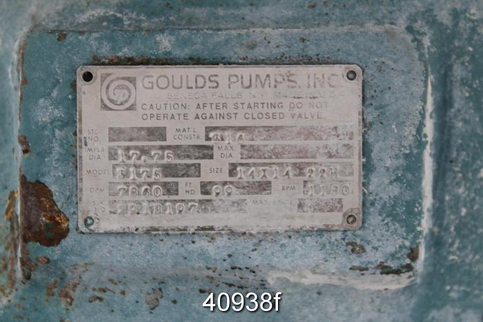 Used Goulds 3175 14x14x22H Pump, SS Casing, 6-Vane SS Impeller #40938