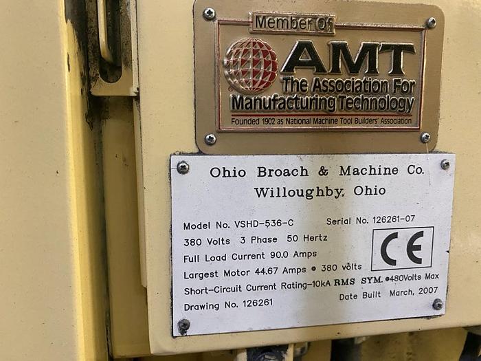 Used 2007 Ohio Broach & Machine Co. VSHD-536-C Heavy Duty Vertical Surface Broaching Machine