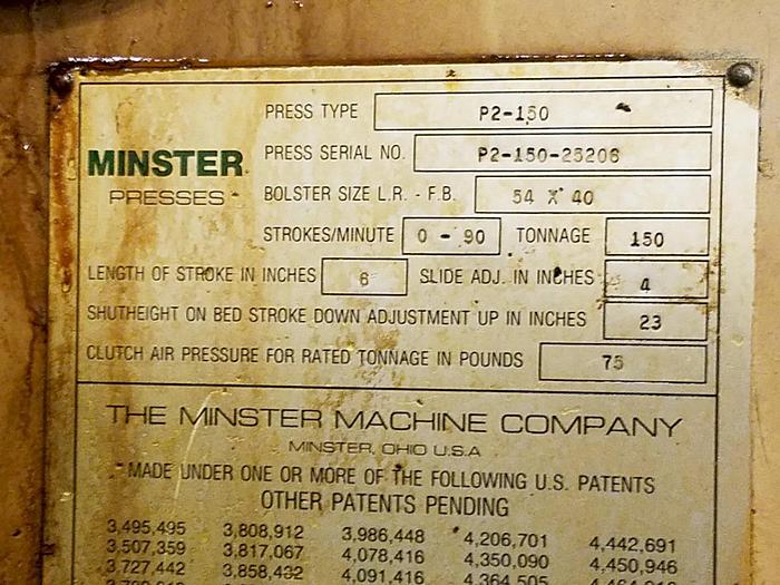Used MINSTER P2-150