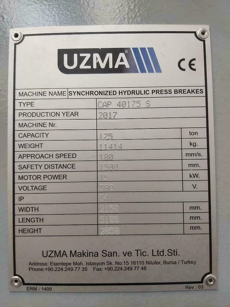 Used UZMA CAP 40175 S - 2017