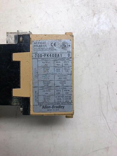 Used Allen-Bradley 700-PK400A1 Master Control AC Relay SER D With 700-pb40, 700-PC40