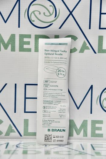332167 B Braun Medical, Inc. Tuohy Needle, 20G x 3 1/2 in. , Non-Winged, 25/cs