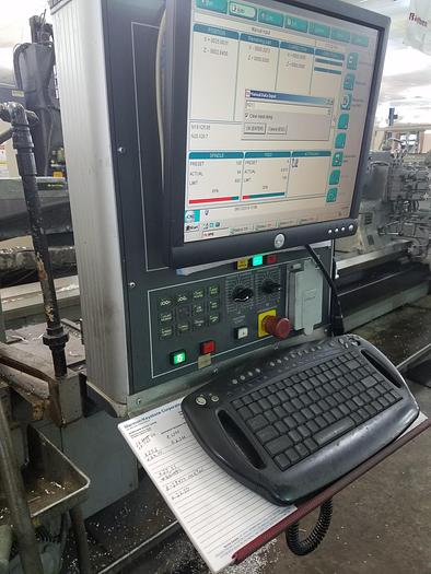 Used American CNC Lathe, Model 53-35, 53” X 252”, 630 rpm, 50 hp, Machine Mate CNC, ID17614