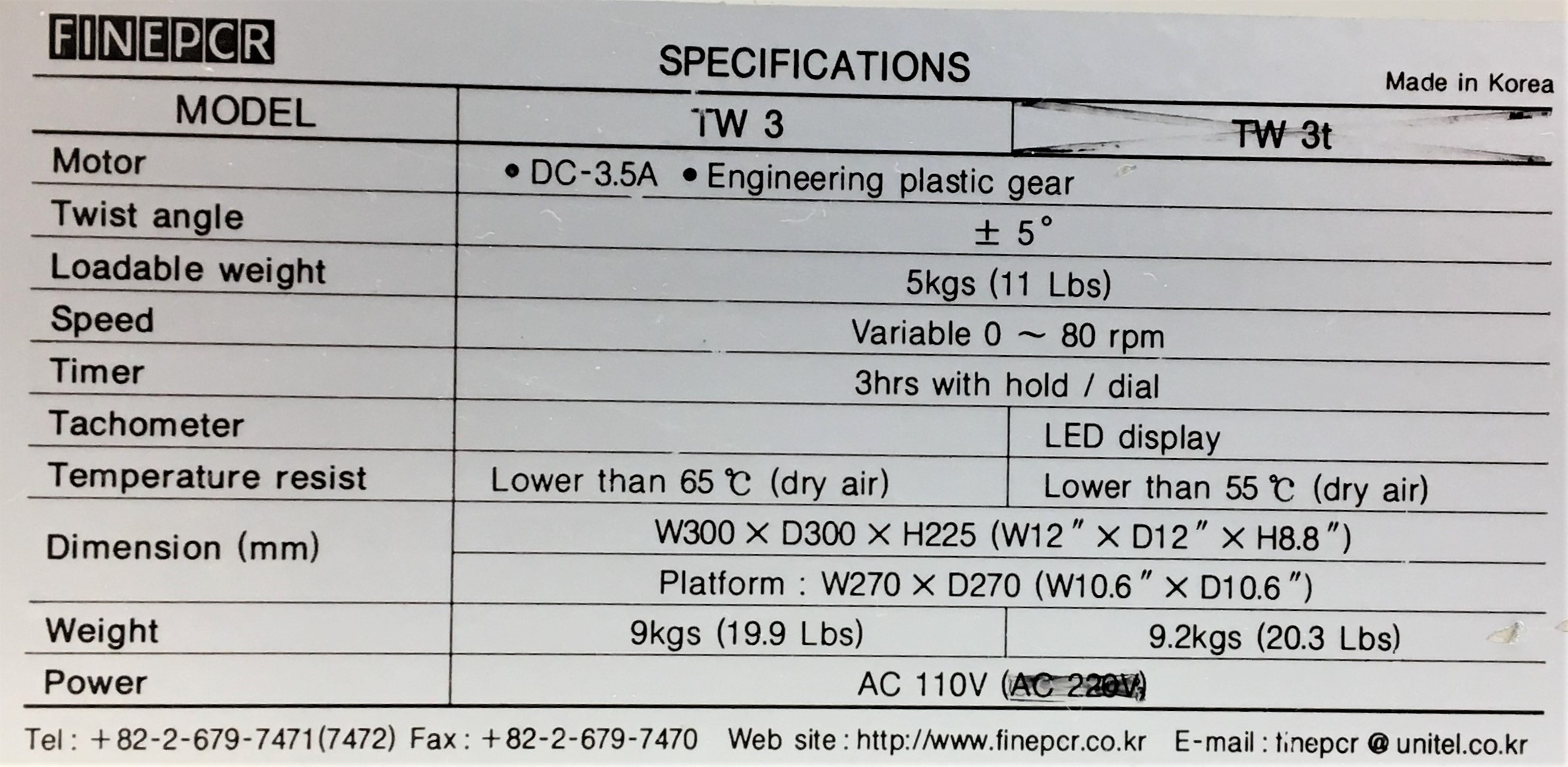 Used FinePCR TW3 Twist Orbital Shaker