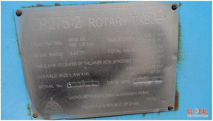 Used ZP275-2 Rotary Table, 27-1/2”