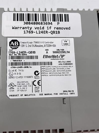 Used Allen-Bradley 1769-L24ER-QB1B Ser A For parts