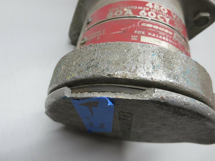 Used Crouse-Hinds SRD6424D 480 VAC 60A 60CY 3PH 3W 4P Socket