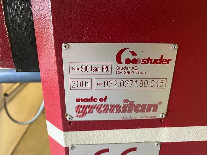 Used 2001 Studer S30 LeanPro CNC OD Cylindrical Grinder