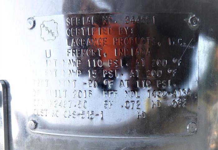 Used Tank, 15 Gallon, S/st, 110 PSI, 14" X 26.5", Binks (9) #S744049