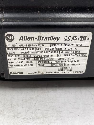Used Allen-Bradley MPL-430P-MK72AA Ser A
