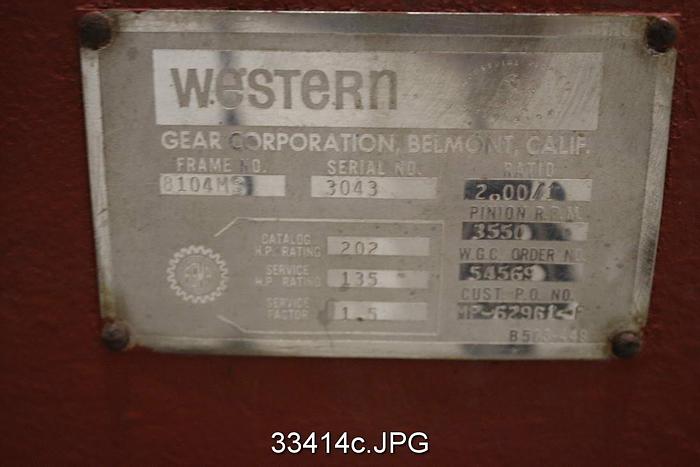 Used Western Gear Box, Ratio 2.0/1 #33414