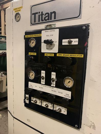 Used 62" TITAN MODEL SR5 CANTILEVERED DUPLEX SLITTER REWINDER 24" OD REWIND