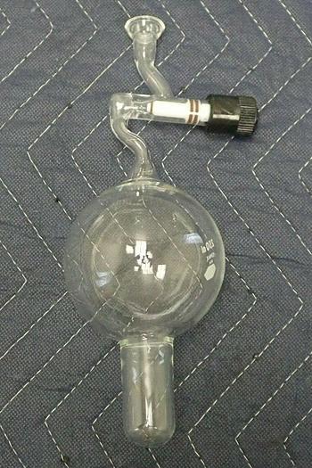 Used Kimax 250ml Glass Round Tube-Bottom Distillation Flask with Adapter / Joint