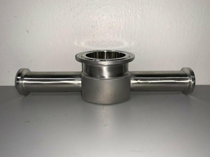 Used Lot of 13 - 3 Way Stainless Steel Tee w/ 3/4" Sanitary Fittings & 1 1/2" Center