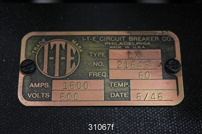 Used ite Lx-1600 Circuit Breaker, 1600 Amps, 600 Volt #31067