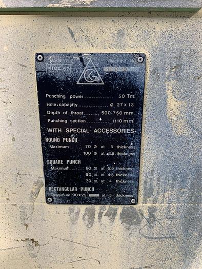Used GEKA PUMA 50 ton. 750mm throat punch