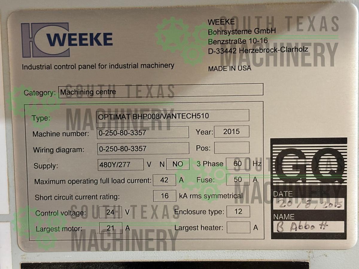 Used Used Weeke Vantech CNC 5x10