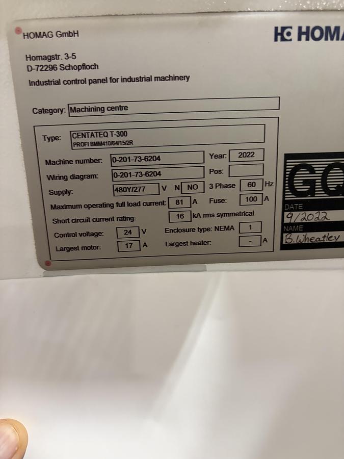 Used 2022 Homag Centateq T300