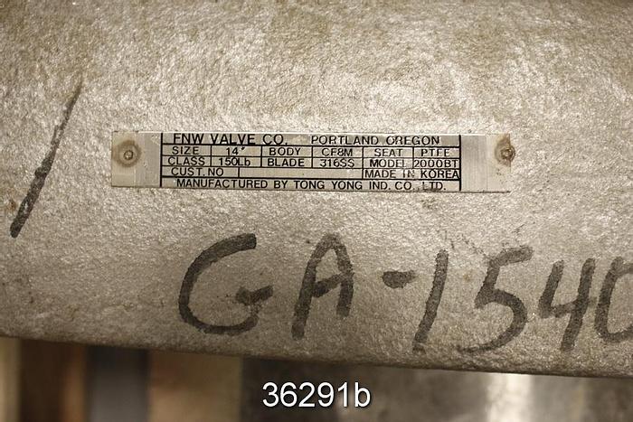 Used Fnw 14" Hand Operated Knife Gate Valve #36291