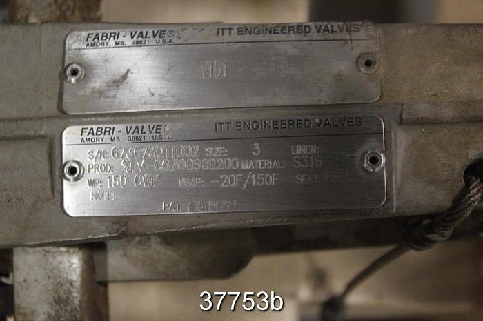 Used Fabri 3" Hand Operated Knife Gate Valve, C67 #37753