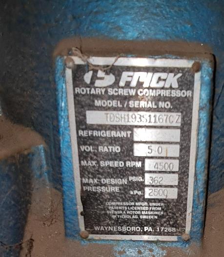 Used FRICK AMMONIA SCREW COMPRESSOR 120KW MOTOR TOSHI193S1167C/Z