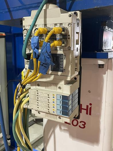 Used NACHI EZ03 INVERTED 4 AXIS SCARA ROBOT MOUNTED IN FABRICATED STAND WITH CONTROLLER