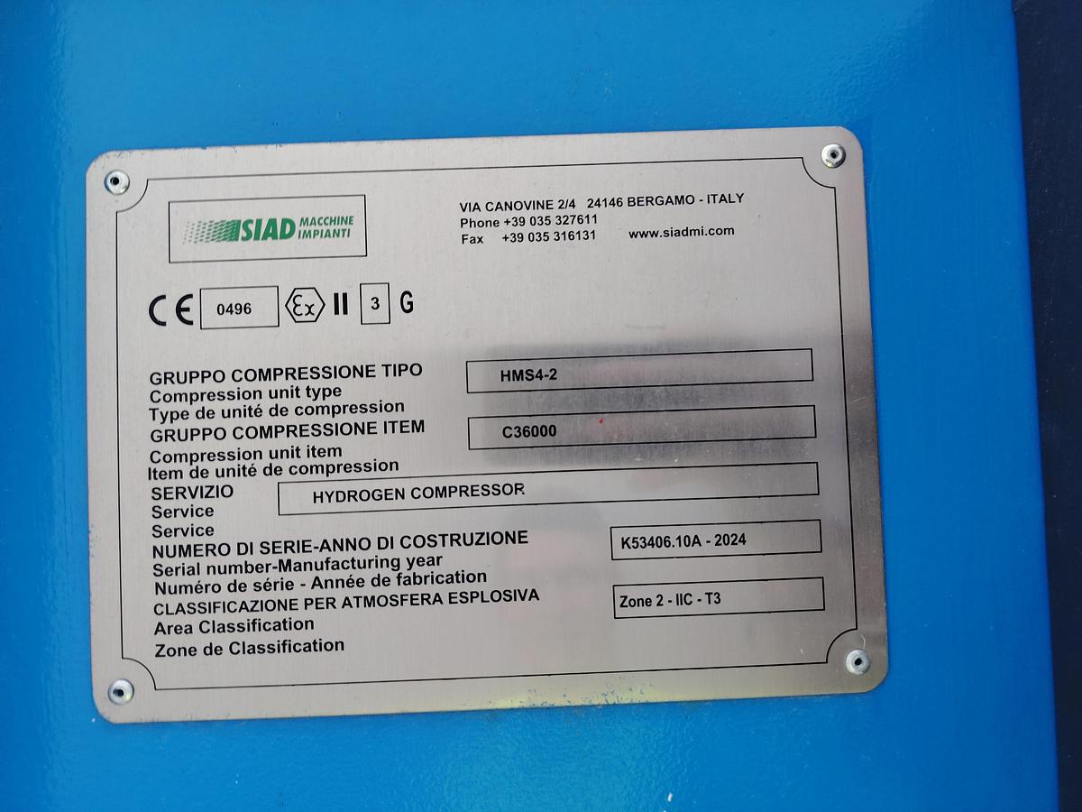 D'occasion Système de compression d'hydrogène industriel SIAD (249 kW)